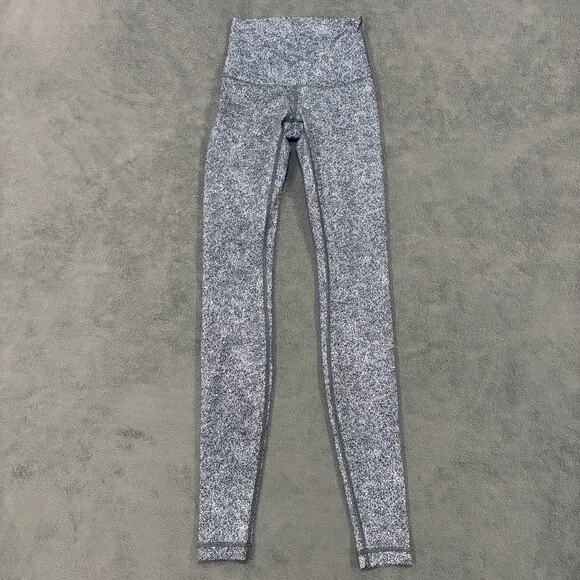 Lululemon Wunder Under Black White High Rise Wide Waistband Leggings Womens Sz 2 - Picture 1 of 8